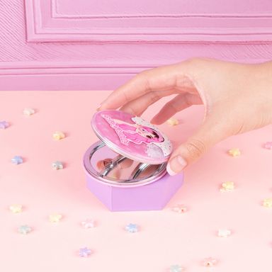Espejo portátil glitter de doble cara de la serie mis pastelitos gris -  Mis Pastelitos