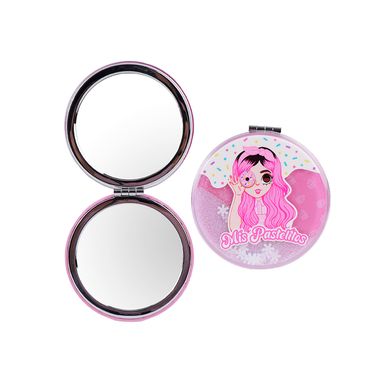 Espejo portátil glitter de doble cara de la serie mis pastelitos gris -  Mis Pastelitos