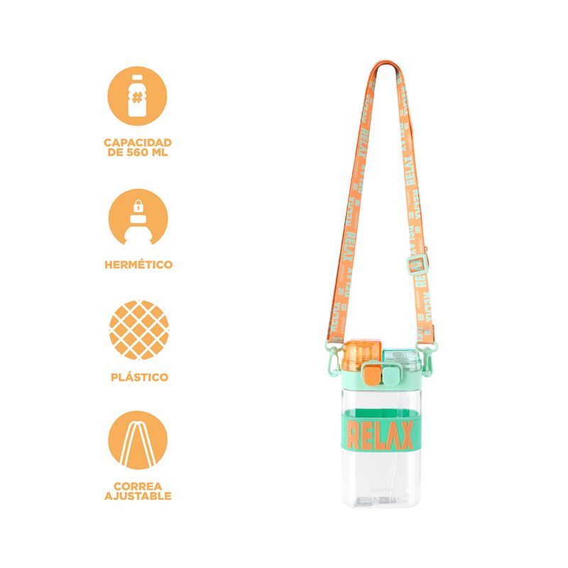 Tomatodo-de-pl-stico-serie-letter-con-correa-para-el-hombro-560-ml-verde-Miniso-4-28067
