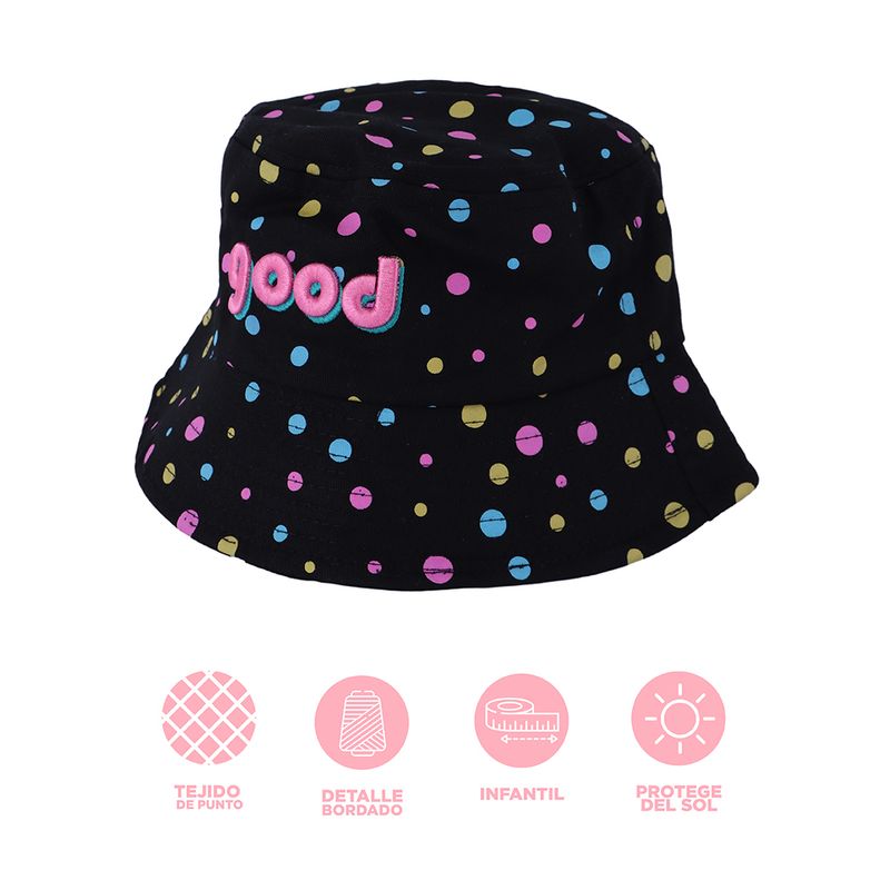 Sombrero-infantil-bucket-puntos-de-colores-negro-Miniso-3-28130
