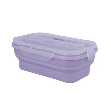 Taper para alimentos plegable de silicona de color solido con cuchara 1000 ml púrpura -  Miniso