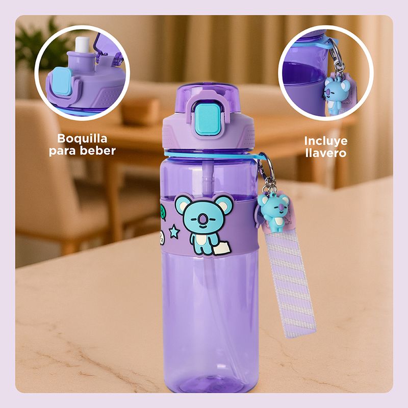 Tomatodo-de-pl-stico-colecci-n-bt21-con-correa-y-funda-800-ml-koya-morado-BT21-5-28267