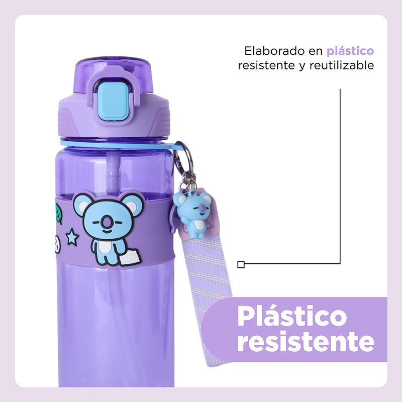 Tomatodo-de-pl-stico-colecci-n-bt21-con-correa-y-funda-800-ml-koya-morado-BT21-6-28267