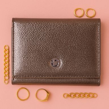 Cartera corta con broche para mujer miniso serie shiny gris -  Miniso