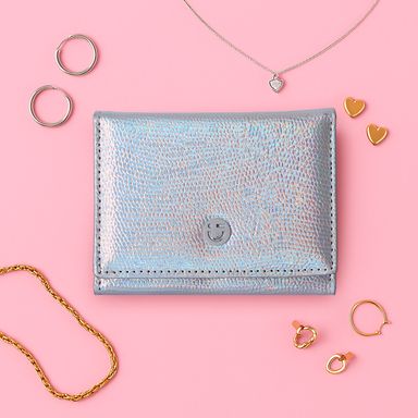 Cartera corta con broche para mujer miniso serie shiny plata -  Miniso