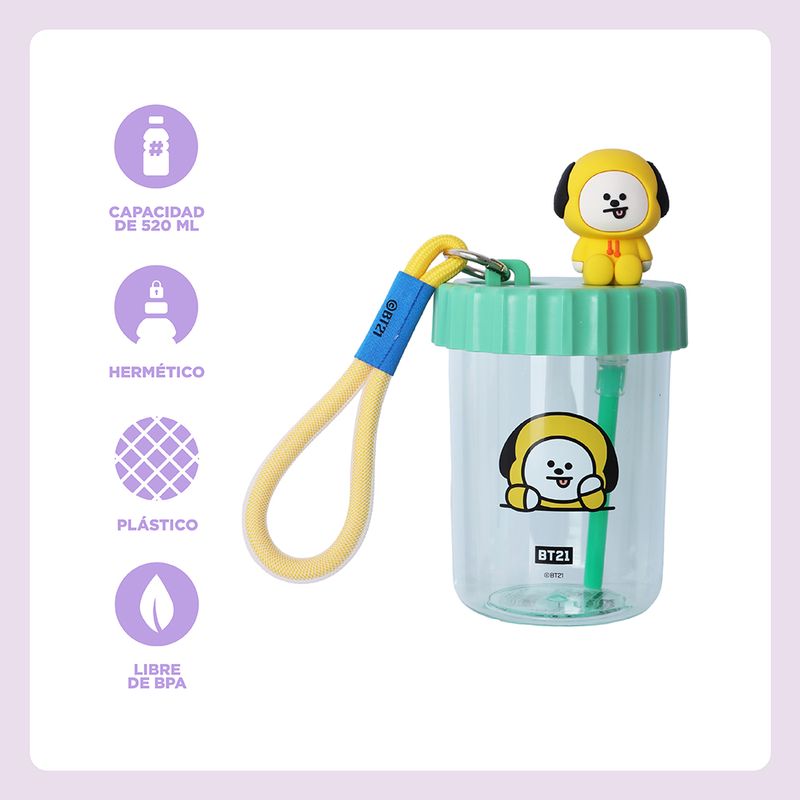 Tomatodo-de-pl-stico-con-decoraci-n-y-correa-bt21-collection-de-520-ml-chimmy-BT21-3-27058