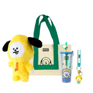Pack Peluche Chimmy 28Cm + Bolso De Compras Con Cintas De Color Chimmy + Vaso De Plastico De Doble Pared Con sorbete 800 Ml Chimmy + Llavero 3D Chimmy