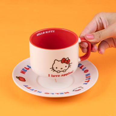 Taza de cerámica con plato hello kitty apple collection 200 ml sanrio -  Sanrio