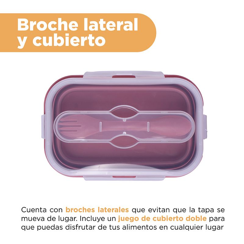 Taper-para-alimentos-de-silicona-plegable-de-color-solido-con-cuchara-1000-ml-rojo-Miniso-5-28525