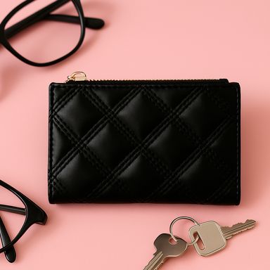 Cartera para mujer metalase rombo negro -  Miniso