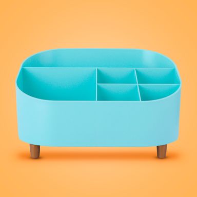 Organizador de plástico de escritorio con compartimentos color azul serie miniso -  Miniso