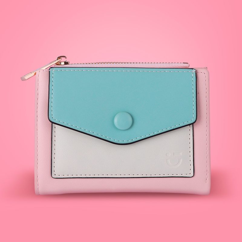 Cartera-corta-para-mujer-miniso-bloques-de-color-aqua-y-rosa-Miniso-2-28583