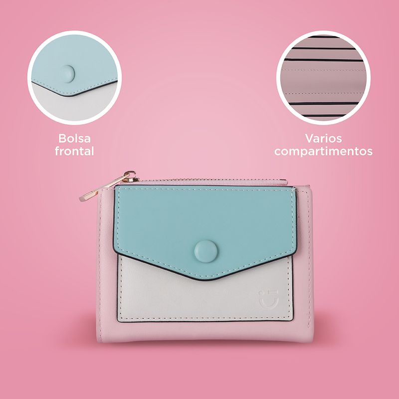 Cartera-corta-para-mujer-miniso-bloques-de-color-aqua-y-rosa-Miniso-5-28583