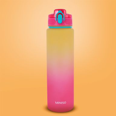 Tomatodo de plástico colección colorida degradado con correa 1 L amarillo y rosa -  Miniso