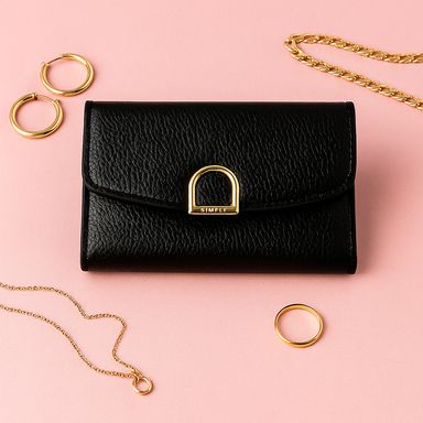 Cartera para mujer miniso hebilla dorada al frente negro -  Miniso