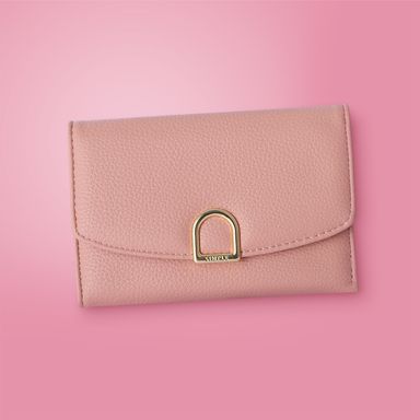 Cartera para mujer miniso hebilla dorada al frente rosa -  Miniso
