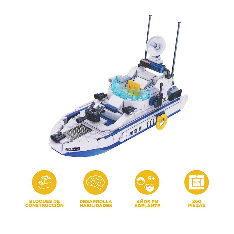 Bloques-veh-culos-de-policia-4-en-1-barco-policial-serie-miniso-Miniso-3-28627
