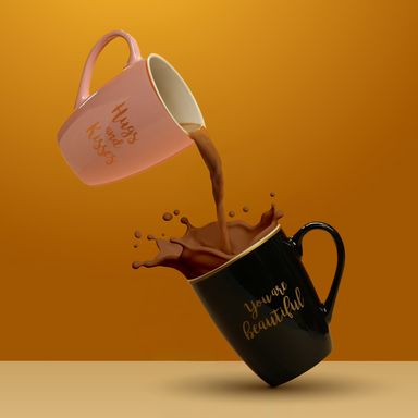 Taza de cerámica serie letter 340 ml a negra -  Miniso