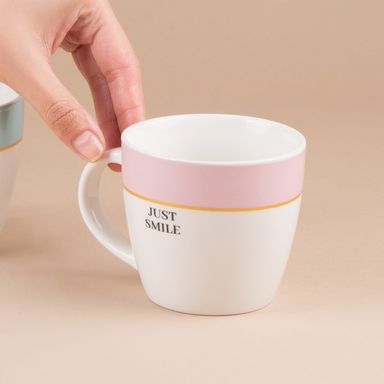 Taza de cerámica serie letras de color en contraste 280 ml rosa -  Miniso