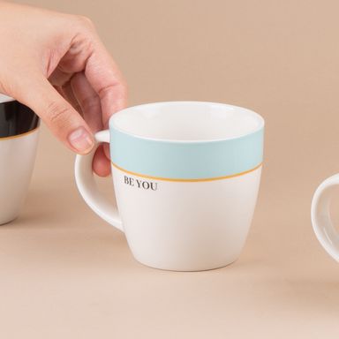 Taza de cerámica serie letras de color en contraste 280 ml azul -  Miniso