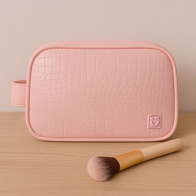 Cosmetiquera con asa craquelado color rosa -  Miniso