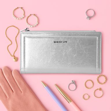 Cartera larga para mujer miniso fashion girl plata -  Miniso