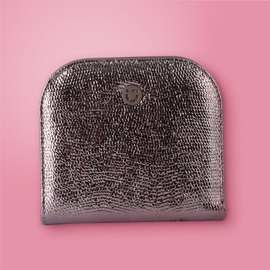 Cartera corta con cierre para mujer miniso serie shiny gris -  Miniso