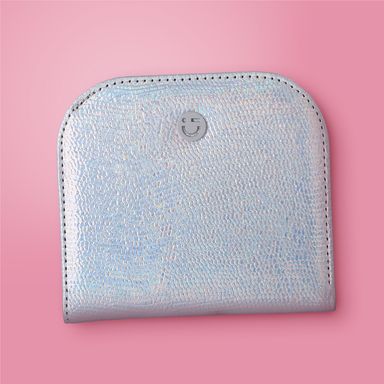 Cartera corta con cierre para mujer miniso serie shiny plata -  Miniso