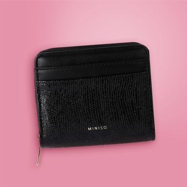 Cartera para mujer textura granulada negro -  Miniso