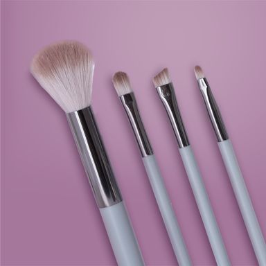 Mini juego de brochas de maquillaje con bolsa de almacenamiento gris serie miniso -  Miniso