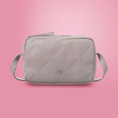 Bolsa crossbody cuadrada con cierre metalasse color gris -  Miniso