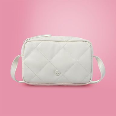 Bolsa crossbody cuadrada con cierre metalasse color blanco -  Miniso