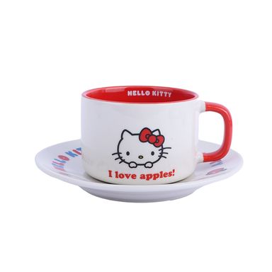 Taza de cerámica con plato hello kitty apple collection 200 ml sanrio -  Sanrio
