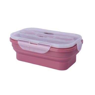 Taper para alimentos de silicona plegable de color solido con cuchara 1000 ml rojo -  Miniso