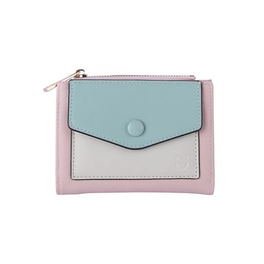 Cartera corta para mujer miniso bloques de color aqua y rosa -  Miniso