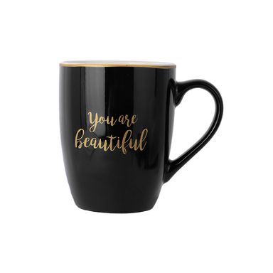 Taza de cerámica serie letter 340 ml a negra -  Miniso