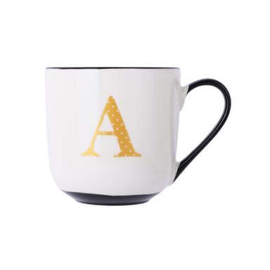 Taza de cerámica serie letter 430 ml negra -  Miniso