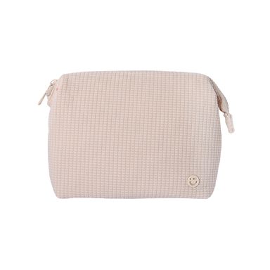 Cosmetiquera tela textura cuadritos pequeños color beige -  Miniso