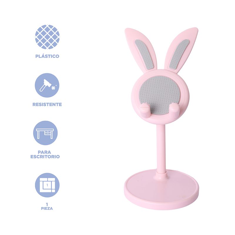 Soporte-para-celular-altura-ajustable-orejas-conejo-rosa-miniso-Miniso-3-21771