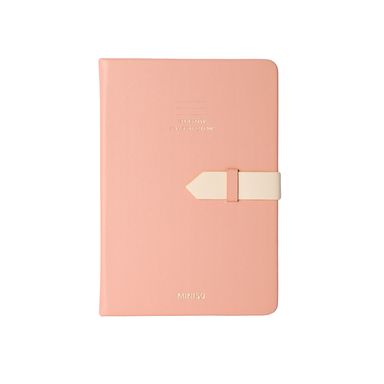 Cuaderno a5 de tapas duras con cinturón blanco 80 hojas serie peach pink -  Miniso