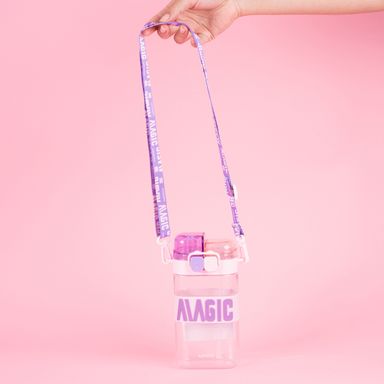 Tomatodo de plástico serie letter con correa para el hombro 560 ml purpura -  Miniso