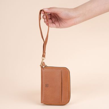 Cartera de moda corta para mujer tipo piel natural café -  Miniso