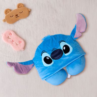 Almohada de viaje stitch con capucha de espuma viscoelástica -  Lilo & Stitch
