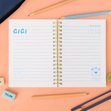 Cuaderno a6 encuadernado con alambre 50 hojas serie gigi -  Miniso