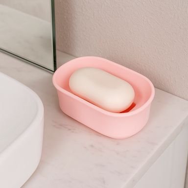Jabonera de doble capa de estilo sencillo rosa -  Miniso