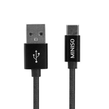 Cable de datos duradero de aleación de alumino trenzado tipo c 3a 1.8m negro -  Miniso