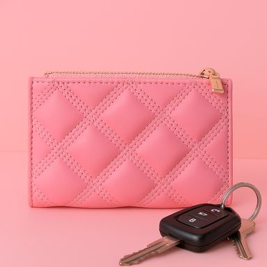 Cartera para mujer metalase rombo rosa -  Miniso