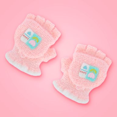 Guantes afelpados infantiles con cubierta flor rosa -  Miniso
