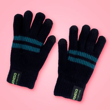 Guantes afelpados miniso rayas negro -  Miniso