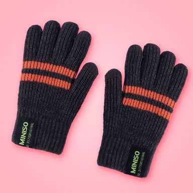 Guantes afelpados miniso rayas gris -  Miniso